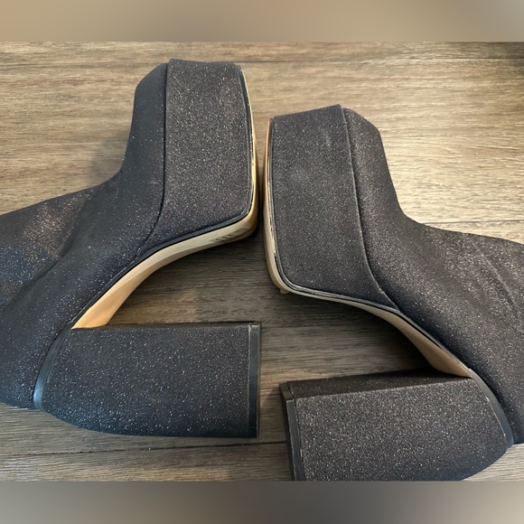 Lemonade Platform Black Matte Sparkly Boots - Size 10 - Picture 16 of 16